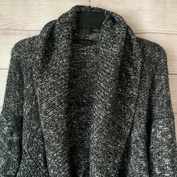 Apt. 9 Black and White Knit Cardigan Sweater Open Front Chunky Size Small - Picture 2 of 11